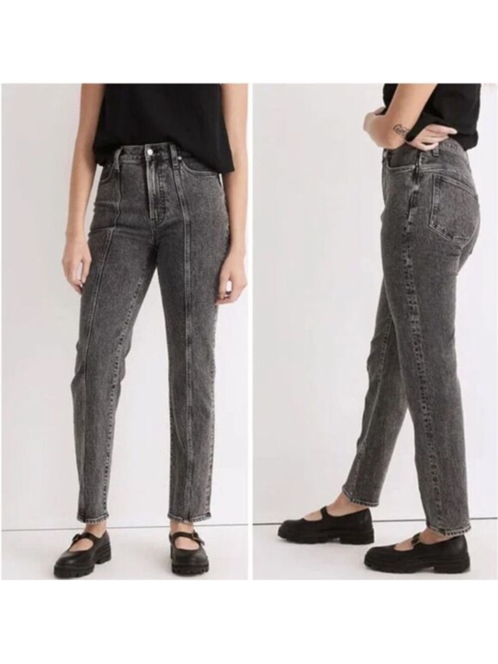 Madewell Perfect Vintage Straight Leg Jeans-Meaford Wash:(Faded Black) Seamed Ed